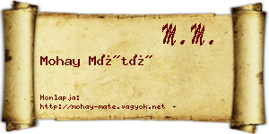 Mohay Máté névjegykártya